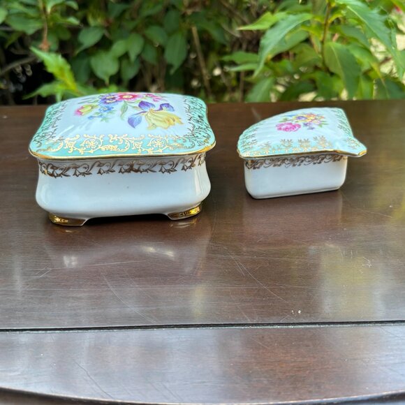 Pair of Vintage Porcelain Trinket Boxes German Pottery for Rings and Jewelry - Picture 7 of 16